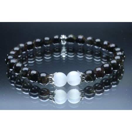 Arfvedsonite & Selenite Bracelet (6mm Beads)/Manifestation, Control, Positive Energy, Spiritual, Hope, Reassurance
