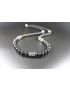 Black Obsidian with Cube Lava Balance Necklace, Mens Necklace, Womens Necklace, Stretch Necklace, Gemstone Necklace, Healing Necklace