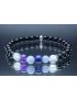 Spiritual Protection Communication Bracelet with Black Tourmaline, Jet, Kyanite, Selenite, Angelite, Celestite & Amethyst (6mm Beads)