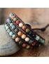 Natural Matte Stone Leather Wrap Bracelet-Inner Peace Balance Meditation Spiritual Inspiration Energy Protection Bracelet-Mental Health Gift
