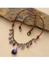 Antique Amethyst Silver Charm Necklace