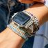 Purple jasper & aqua blue beaded apple watch band