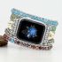 Purple jasper & aqua blue beaded apple watch band