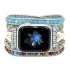 Purple jasper & aqua blue beaded apple watch band