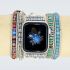 Purple jasper & aqua blue beaded apple watch band