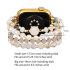 White Crystal Glow Beaded Apple Watch Band with Clover Charms
