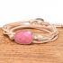 Waxed Cord Wrap Bracelet with Rhodonite Charm — Gentle Love, Pastel Boho Style