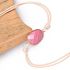 Waxed Cord Wrap Bracelet with Rhodonite Charm — Gentle Love, Pastel Boho Style
