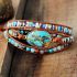 Natural Turquoise & Jasper Wrap Bracelet – Handmade Leather Gemstone Jewelry