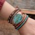 Handmade Natural Ocean Jasper Leather Wrap Bracelet – 5-Layer Chakra Healing Jewelry