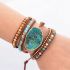 Handmade Natural Ocean Jasper Leather Wrap Bracelet – 5-Layer Chakra Healing Jewelry