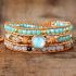 Clear Quartz, Agate & Opal Rhinestone Leather Wrap Bracelet