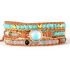 Clear Quartz, Agate & Opal Rhinestone Leather Wrap Bracelet