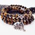 Multi-Layer Tiger Eye Beaded Bracelet with Elephant Charm