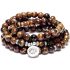 108 Bead Tiger Eye Mala Bracelet with Spiritual Charm