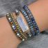 Blue Topaz & Healing Gemstone 5-Layer Leather Wrap Bracelet