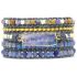 Blue Topaz & Healing Gemstone 5-Layer Leather Wrap Bracelet