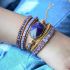 Natural Amethyst 5-Layer Leather Wrap Bracelet