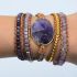 Natural Amethyst 5-Layer Leather Wrap Bracelet