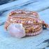 Rose Quartz & Rhodonite Heart Chakra Leather Wrap Bracelet