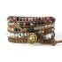 Labradorite, Rhodochrosite & Moss Agate 5-Layer Chakra Wrap Bracelet