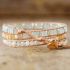 Moonstone & Rainbow Beads 3-Layer Vegan Wrap Bracelet