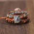 African Turquoise, Jasper & Ammonite Leather Wrap Bracelet