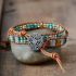 Jade & Crystal Boho Leather Wrap Bracelet
