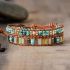 Jade & Crystal Boho Leather Wrap Bracelet