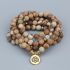 108 Natural Matte Picture Jasper Mala Bead Bracelet – Meditation Necklace with Lotus, Buddha or Ohm Charm