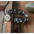 Handmade Natural Gemstone Sunflower Leather Wrap Bracelet – Adjustable Healing Jewelry