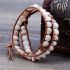 Natural Shell Beads Leather Two Layer Bracelet – Handmade Boho Adjustable Jewelry