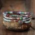 Natural Mixed Gemstones Wrap Bracelet with Tree of Life Charm – Handmade Adjustable Jewelry