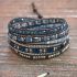 Handmade Crystal & Hematite Blue Wrap Bracelet – 5 Layer Vegan Cord Healing Jewelry