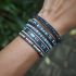 Handmade Crystal & Hematite Blue Wrap Bracelet – 5 Layer Vegan Cord Healing Jewelry
