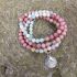 108 Matte Amazonite & Rhodonite Mala Beads – Handmade Meditation Necklace/Bracelet with Seashell Charm