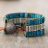 Handmade Blue Jasper & Tibetan Bead Wrap Bracelet – Vegan Friendly Adjustable Jewelry