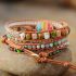 Vibrant Rainbow Imperial Jasper 5x Wrap Bracelet - Handmade Leather Jewelry