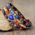 Primary Choice: Natural Lapis Lazuli & Imperial Jasper 3-Wrap Bracelet - Handmade Leather Jewelry