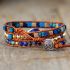 Primary Choice: Natural Lapis Lazuli & Imperial Jasper 3-Wrap Bracelet - Handmade Leather Jewelry