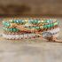 Primary Choice: Handmade White Opal & Mint Crystal 3-Layer Wrap Bracelet - Genuine Leather