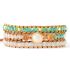 Primary Choice: Handmade White Opal & Mint Crystal 3-Layer Wrap Bracelet - Genuine Leather