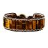Primary Choice: Natural Tiger Eye Stone Leather Wrap Bracelet - Handmade Rectangular Bead Cuff