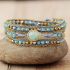 Primary Choice: Natural Amazonite Teardrop 3-Wrap Bracelet - Handmade Crystal Beaded Jewelry