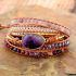 Primary Choice: Natural Amethyst 5-Wrap Bracelet - Handmade Layered Leather Cuff with Imperial Jasper