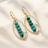 Gold Oval Turquoise Earrings