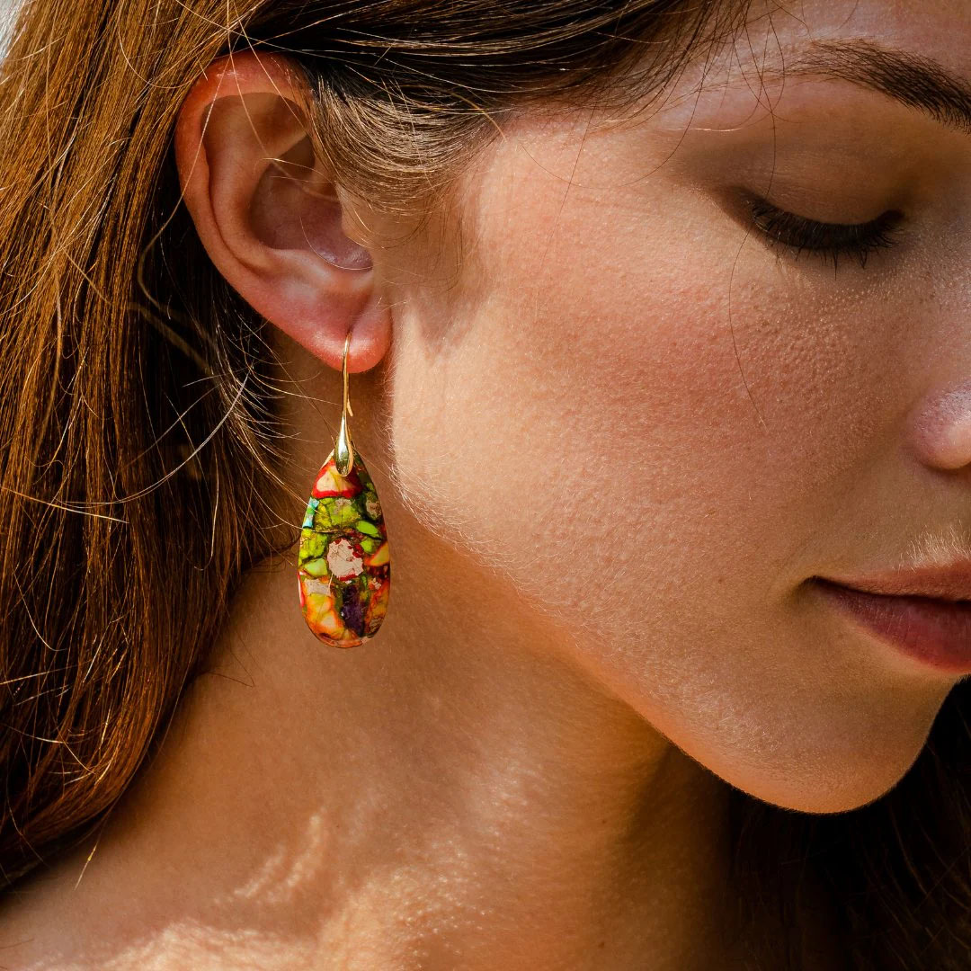 Pair of colourful teardrop earrings